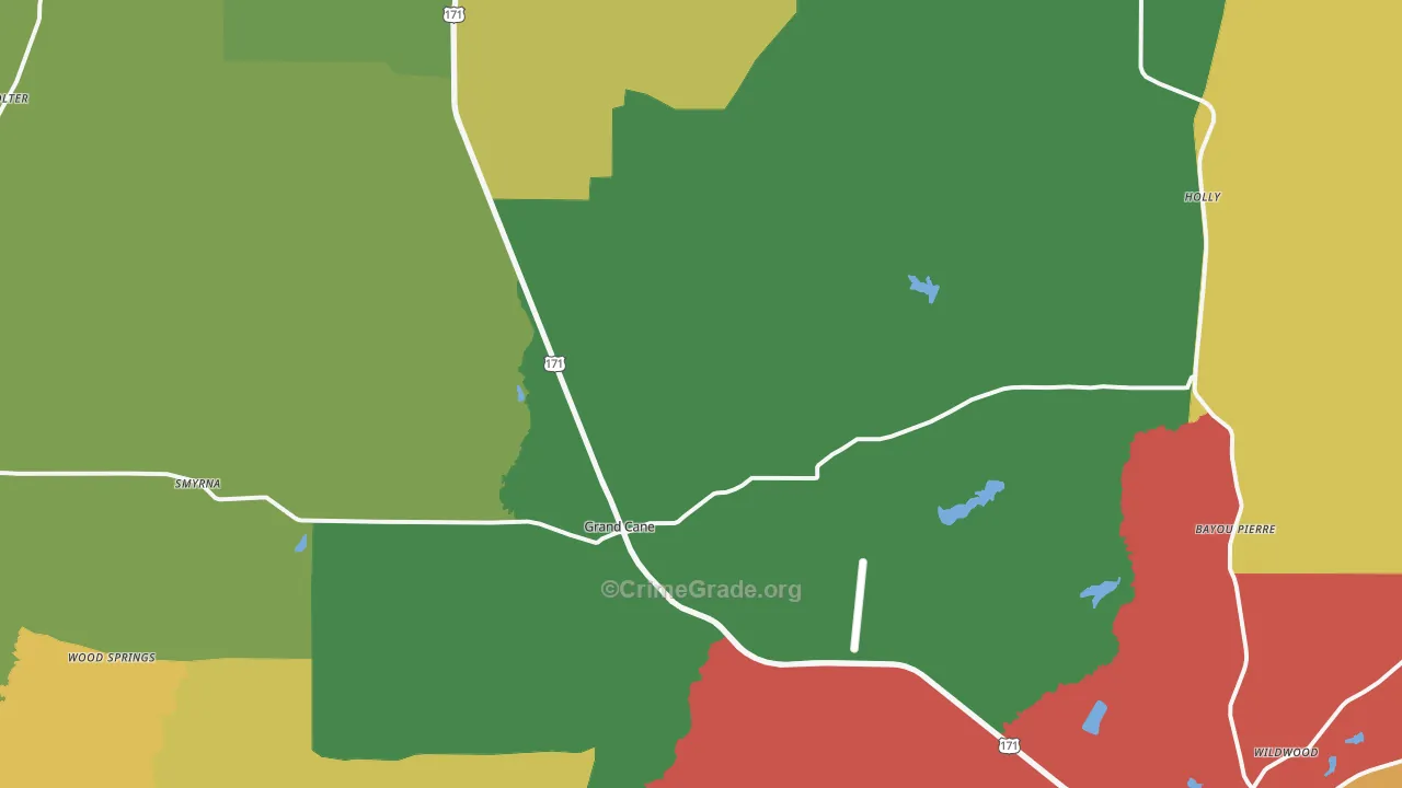 Grand Cane, LA Map of Vandalism Rates