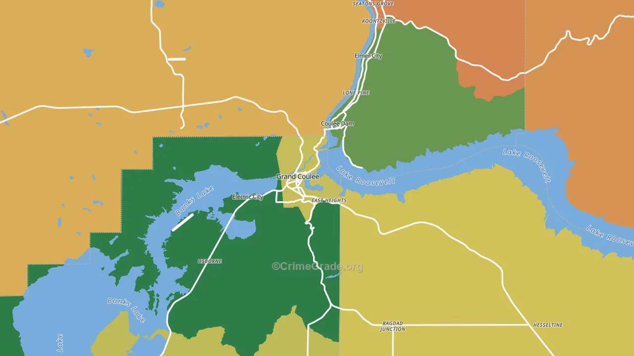 Grand Coulee, WA Map of Vandalism Rates