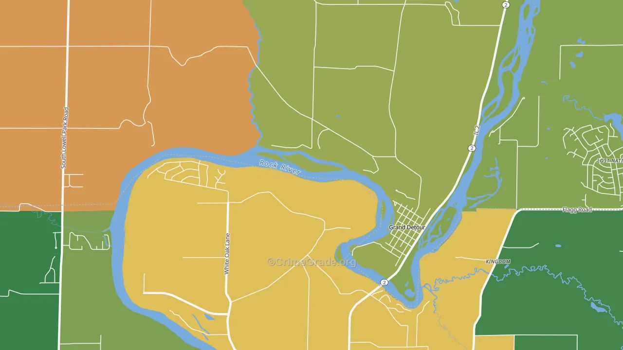 Grand Detour, IL Map of Vandalism Rates