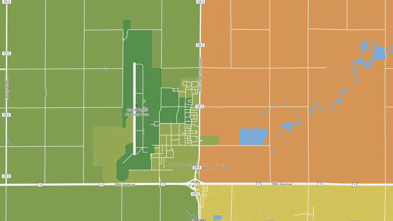 Grand Forks Afb, ND Map of Vandalism Rates