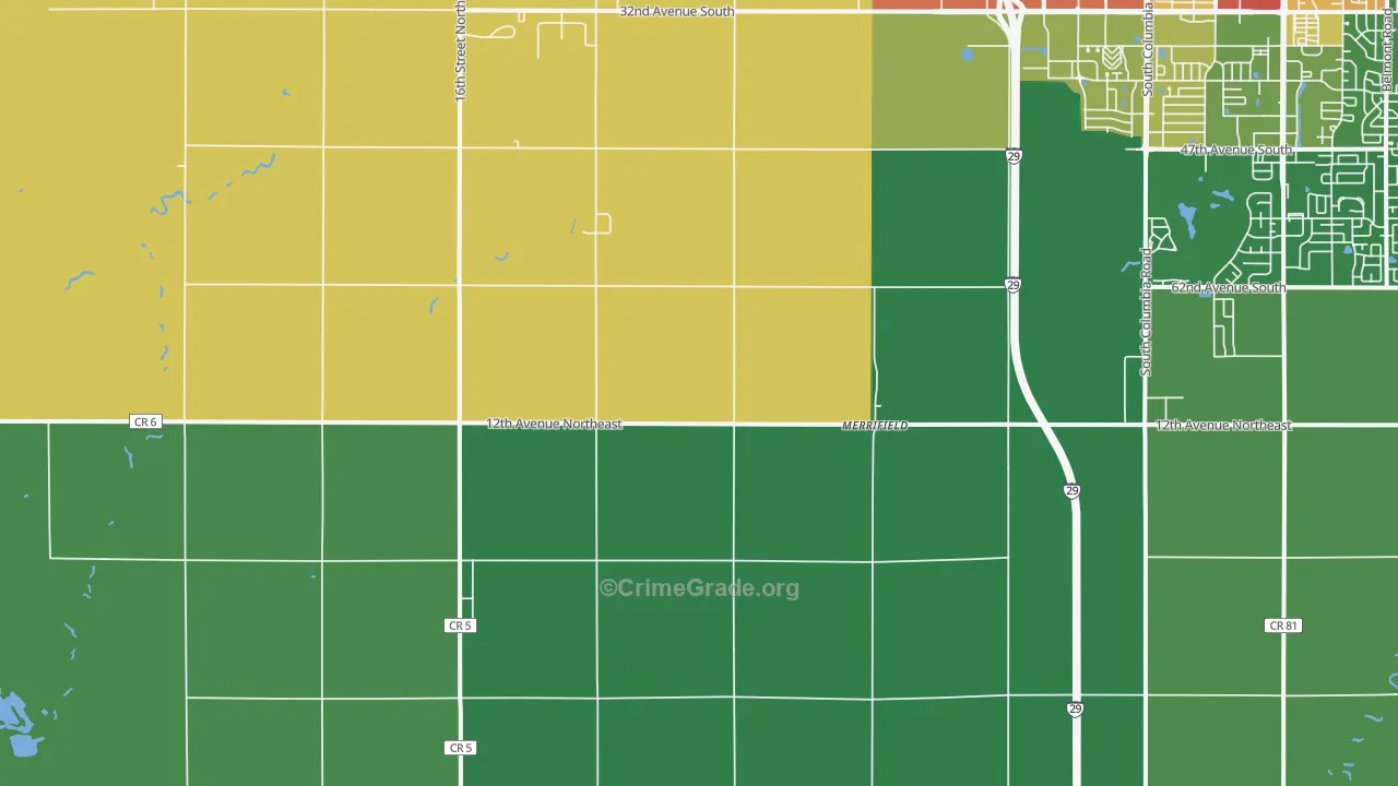 Grand Forks Air Force Base, ND Map of Vandalism Rates