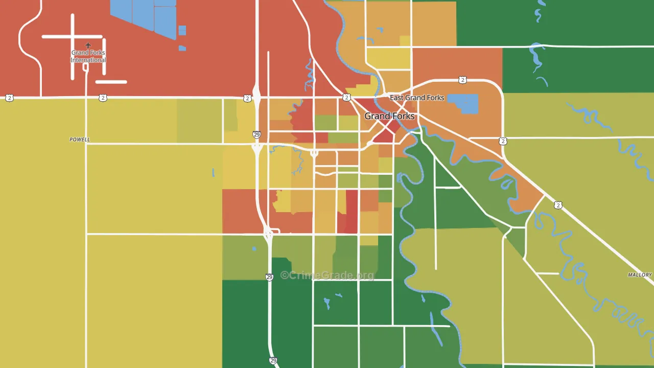 Grand Forks, ND Map of Vandalism Rates