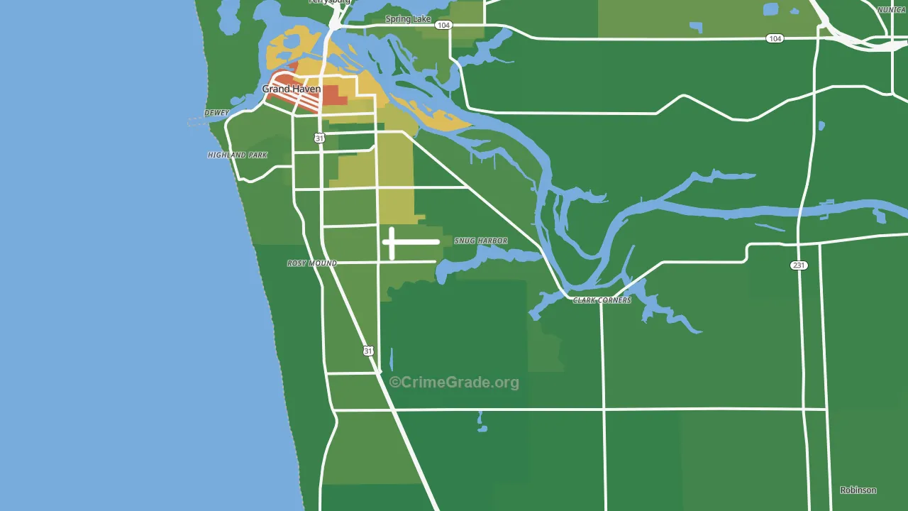 Grand Haven, MI Map of Vandalism Rates