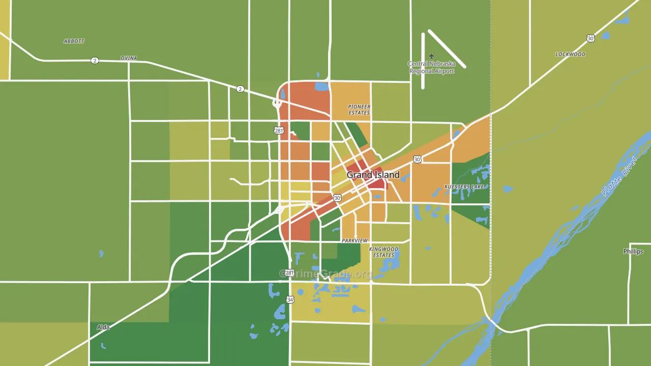 Grand Island, NE Map of Vandalism Rates