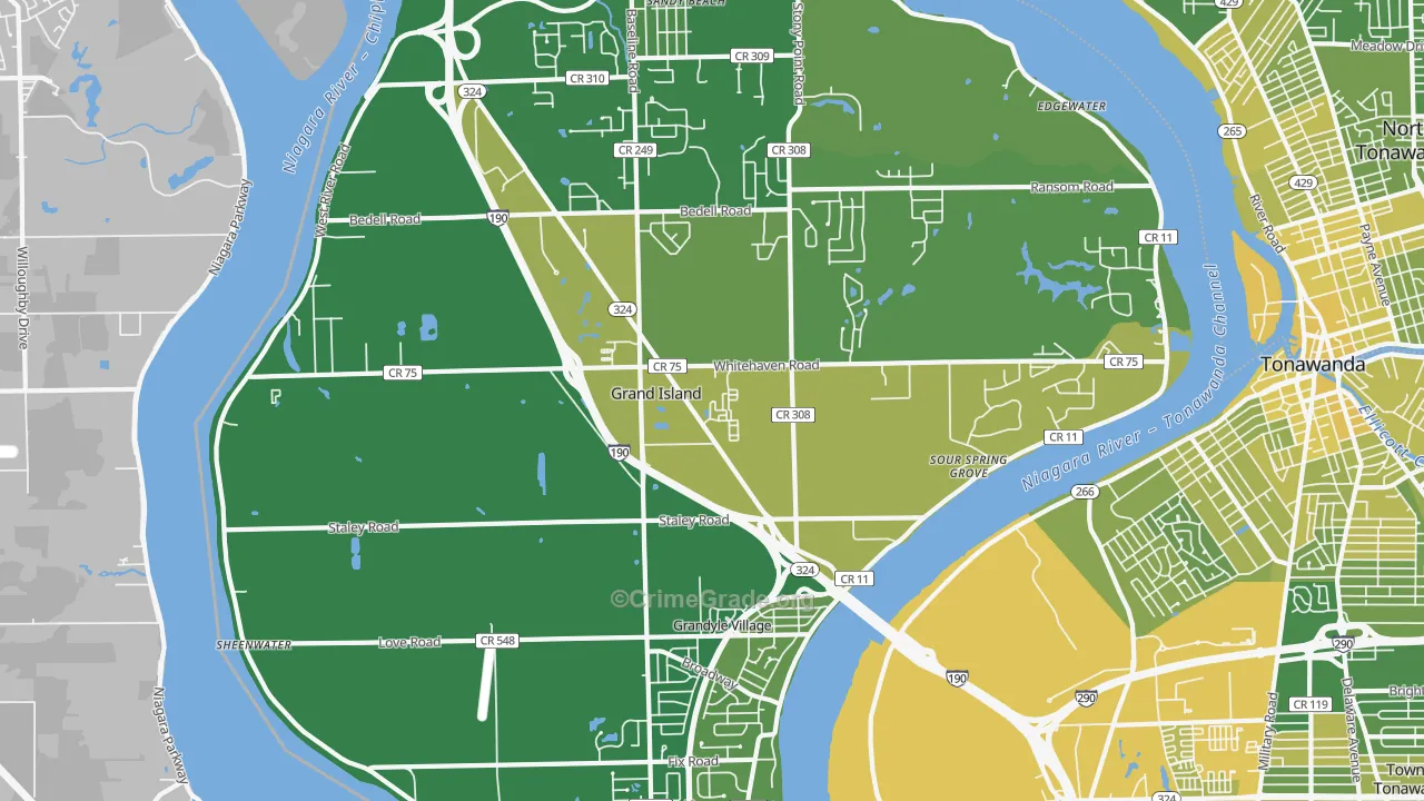 Grand Island, NY Map of Vandalism Rates