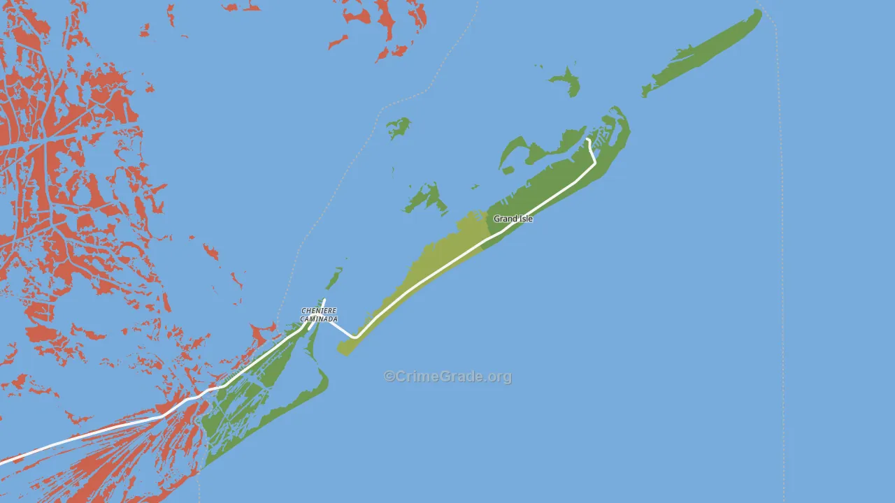 Grand Isle, LA Map of Vandalism Rates