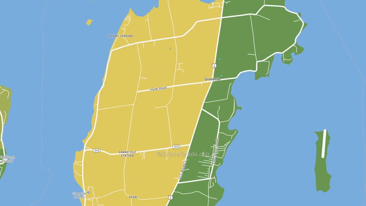 Grand Isle, VT Map of Vandalism Rates