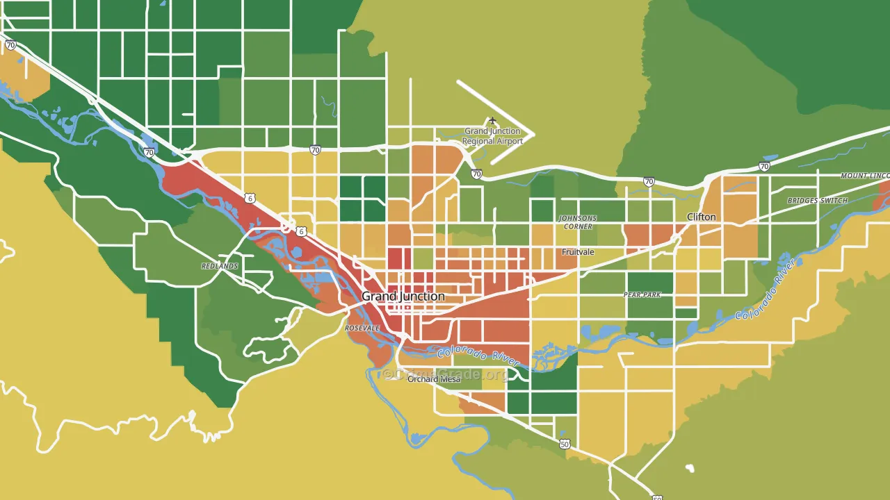 Grand Junction, CO Map of Vandalism Rates