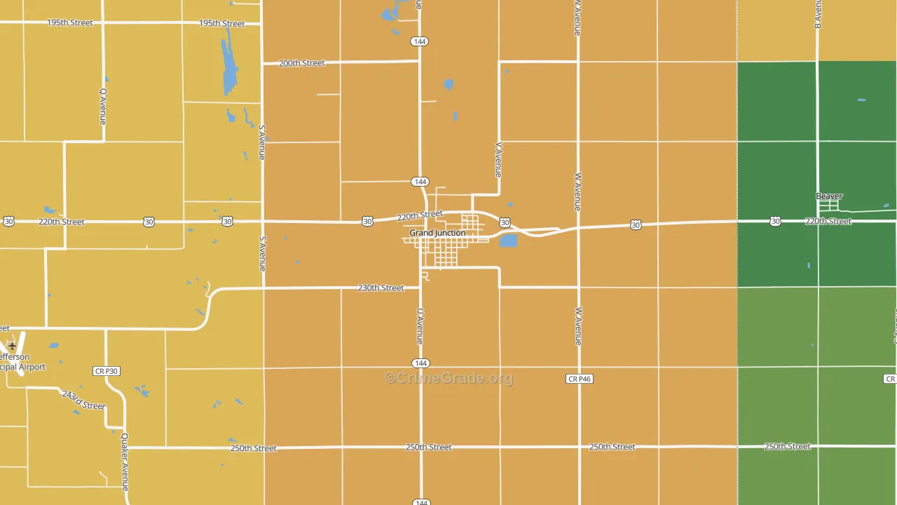 Grand Junction, IA Map of Vandalism Rates