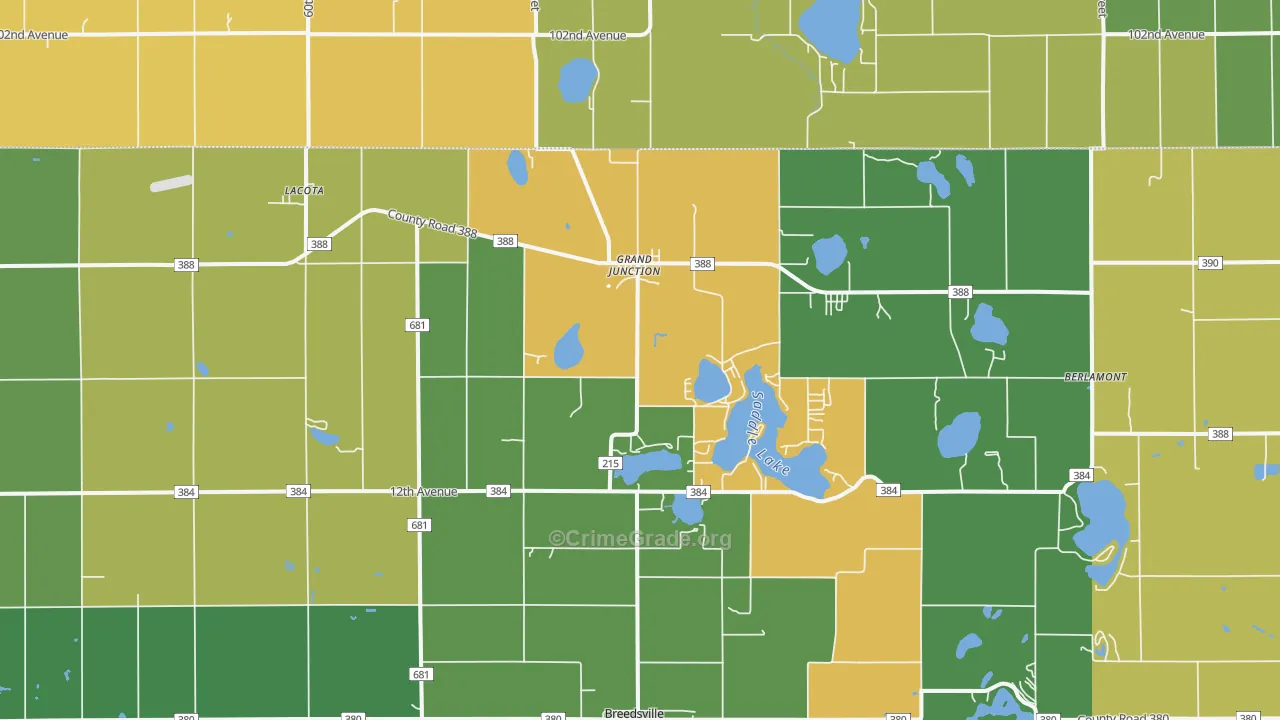 Grand Junction, MI Map of Vandalism Rates