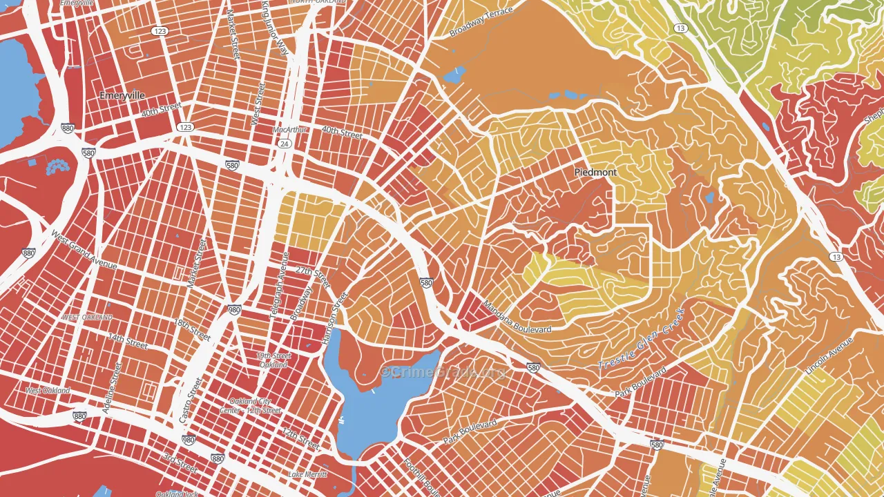 Grand Lake, Oakland, CA Map of Vandalism Rates