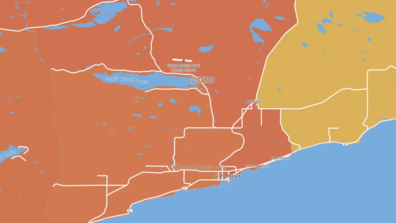 Grand Marais, MN Map of Vandalism Rates