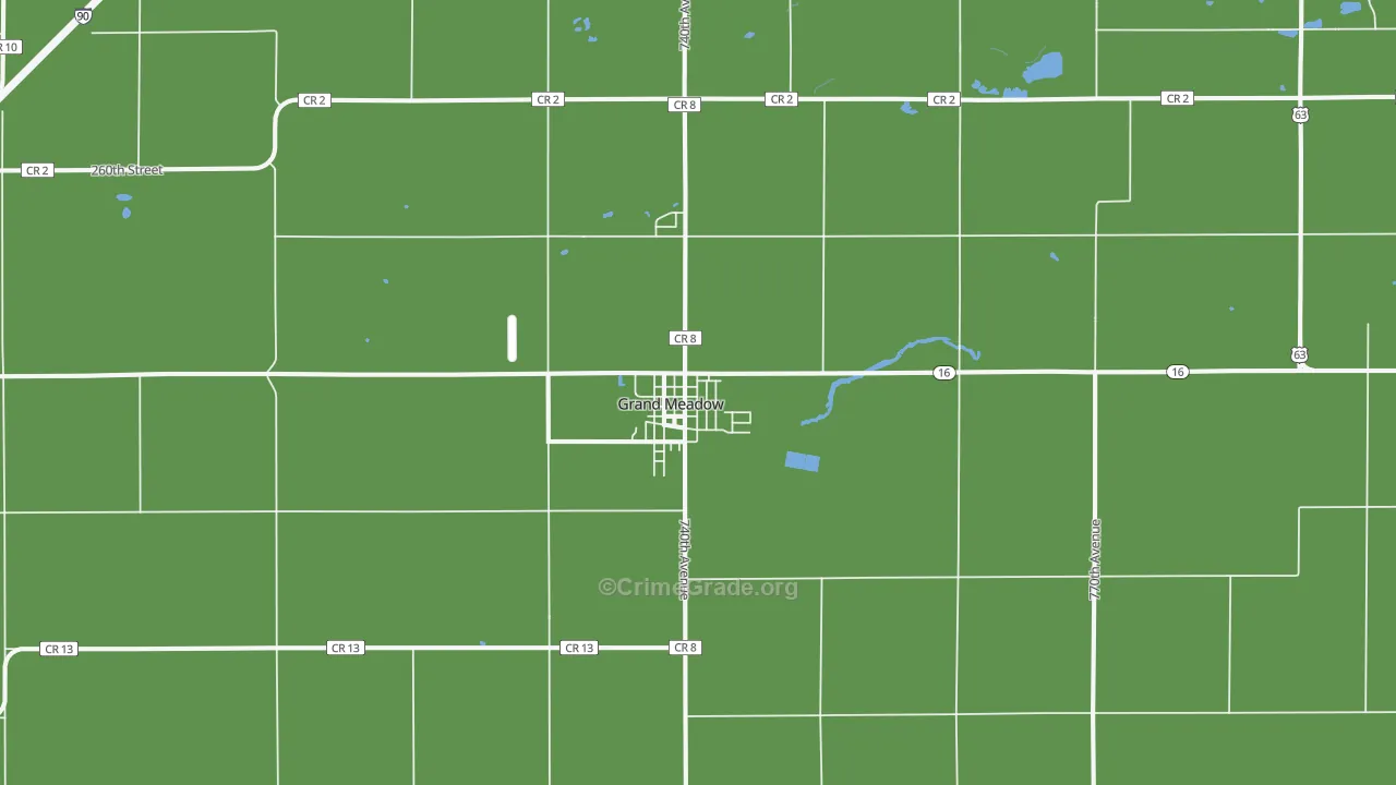 Grand Meadow, MN Map of Vandalism Rates