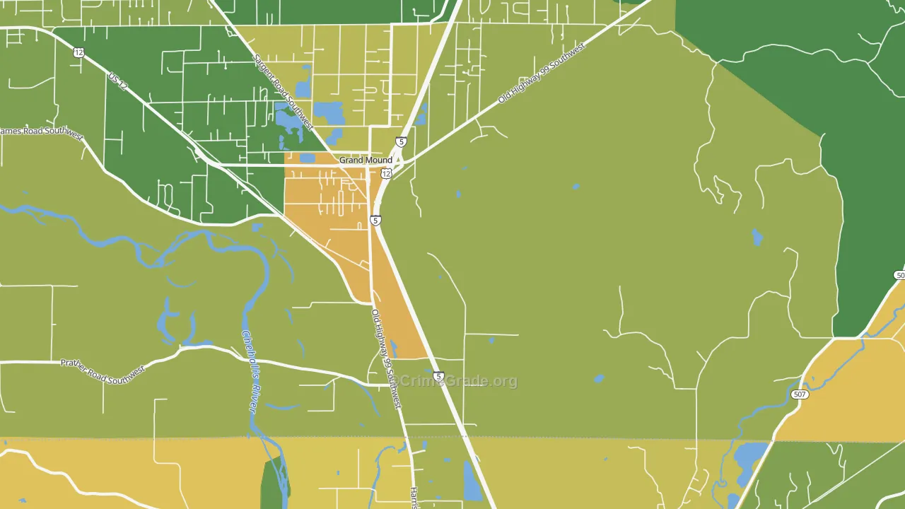 Grand Mound, WA Map of Vandalism Rates