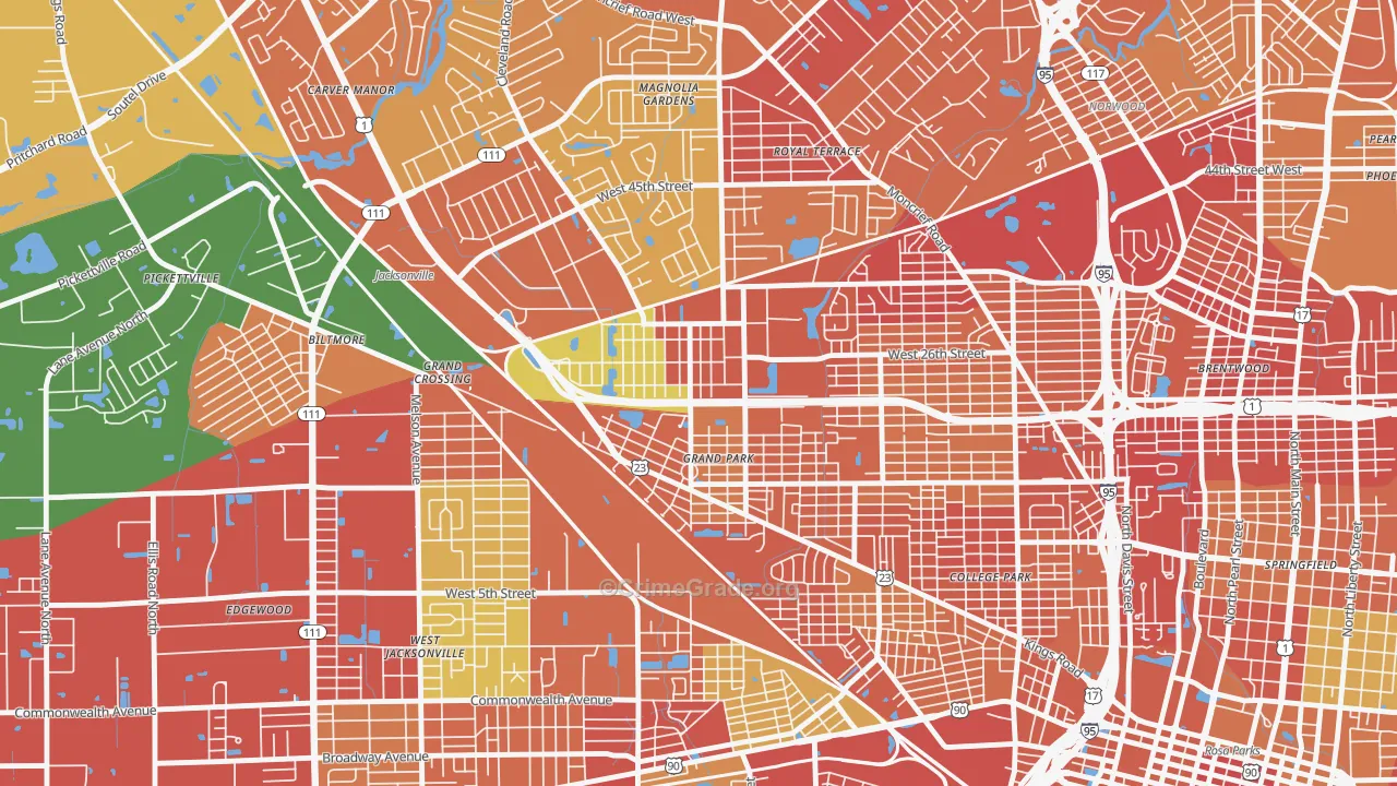 Grand Park, Jacksonville, FL Map of Vandalism Rates