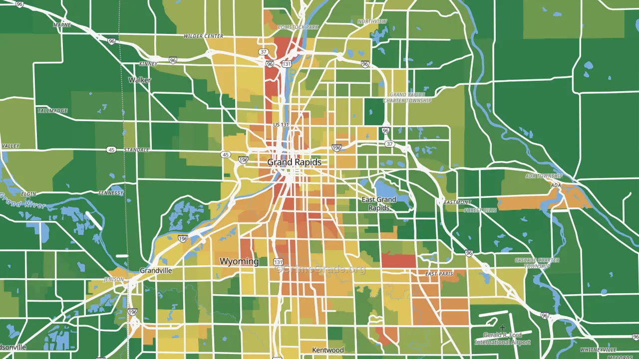 Grand Rapids, MI Map of Vandalism Rates