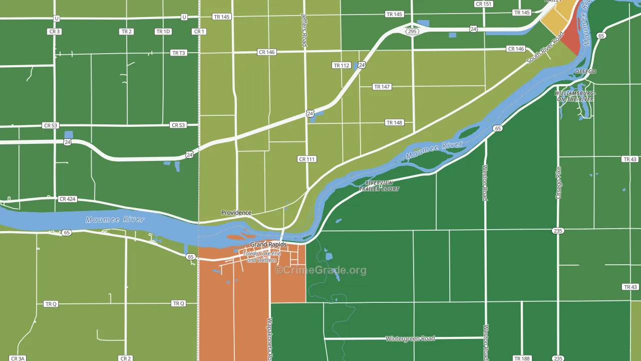 Grand Rapids, OH Map of Vandalism Rates