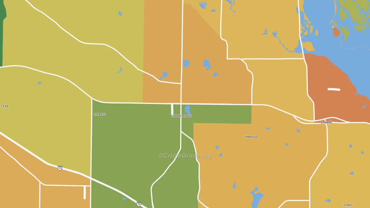 Grand Ridge, FL Map of Vandalism Rates