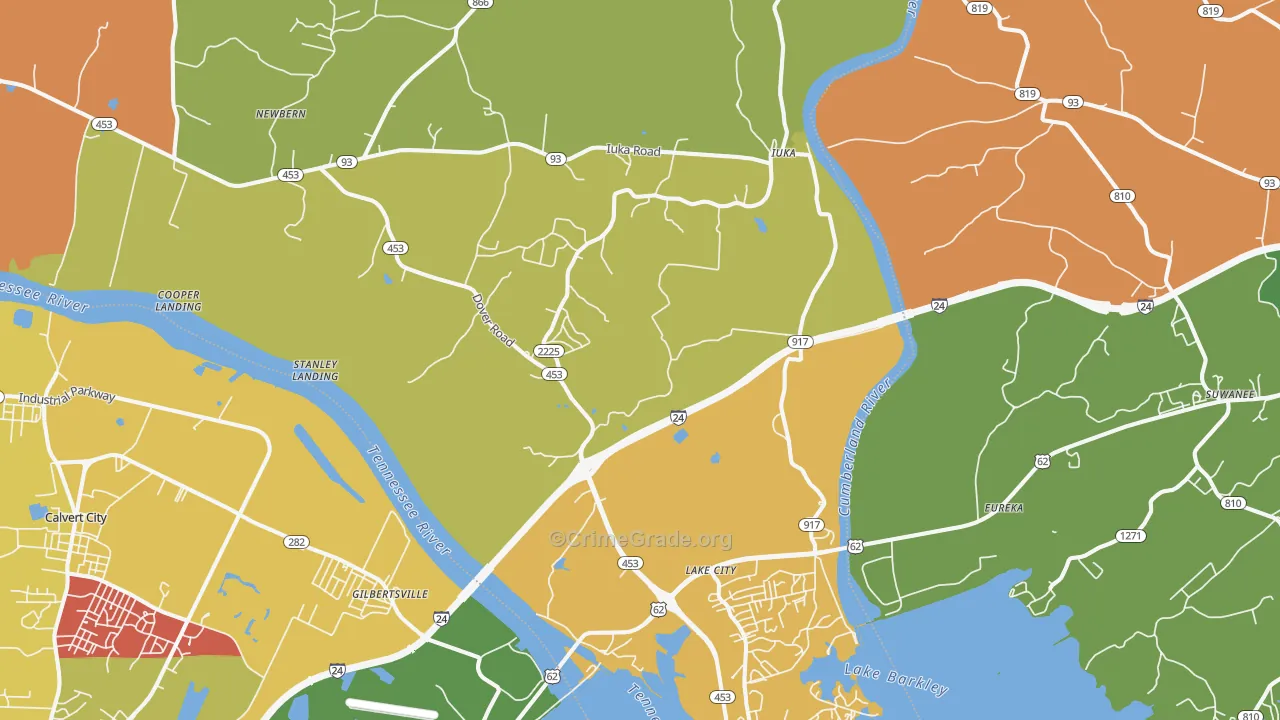 Grand Rivers, KY Map of Vandalism Rates