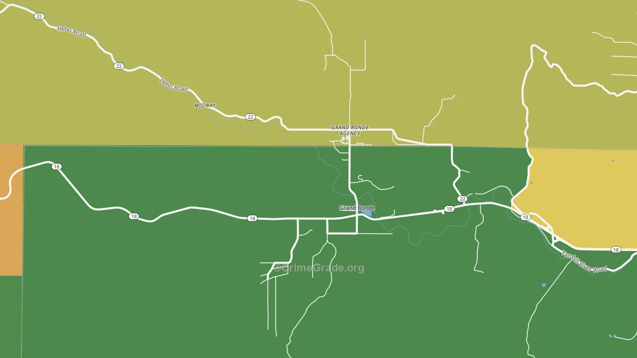Grand Ronde, OR Map of Vandalism Rates