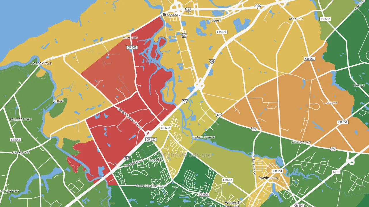 Grand Sprute, NJ Map of Vandalism Rates