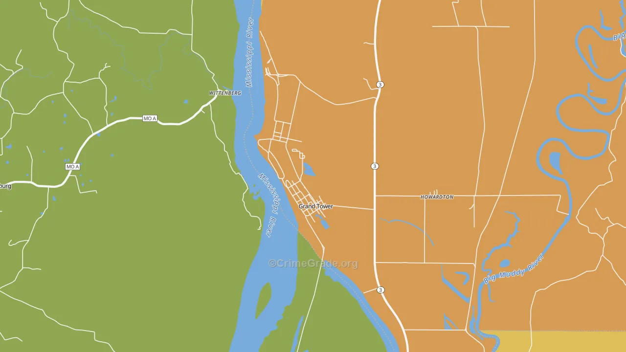 Grand Tower, IL Map of Vandalism Rates