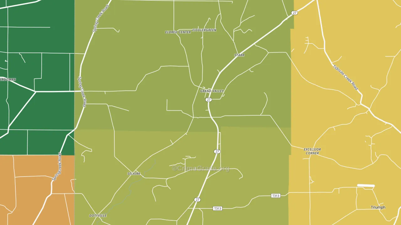 Grand Valley, PA Map of Vandalism Rates