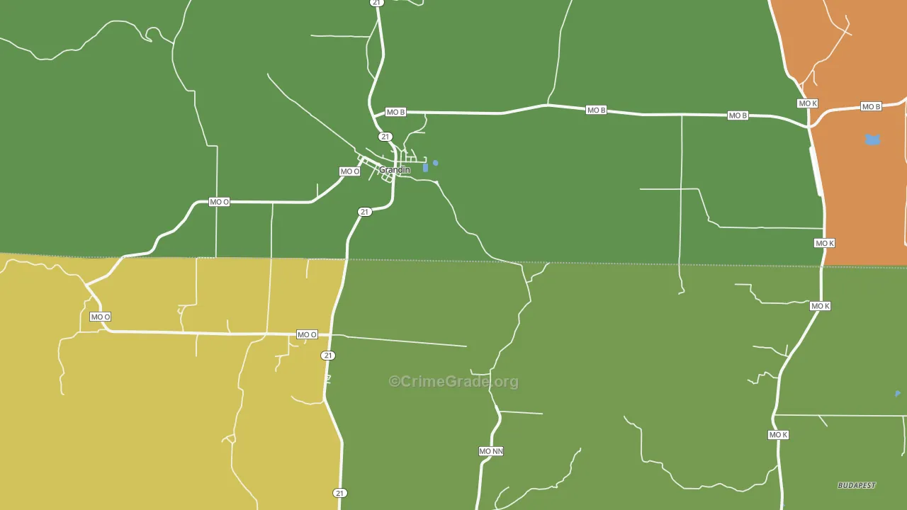 Grandin, MO Map of Vandalism Rates