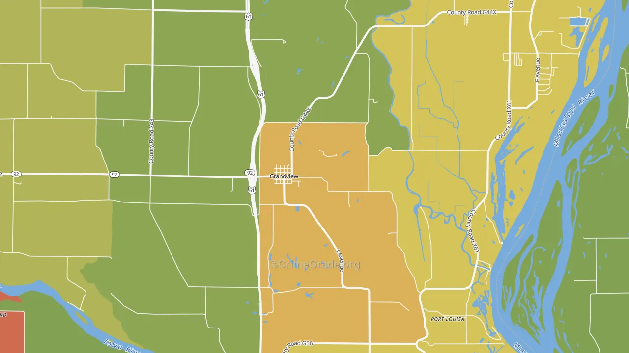 Grandview, IA Map of Vandalism Rates