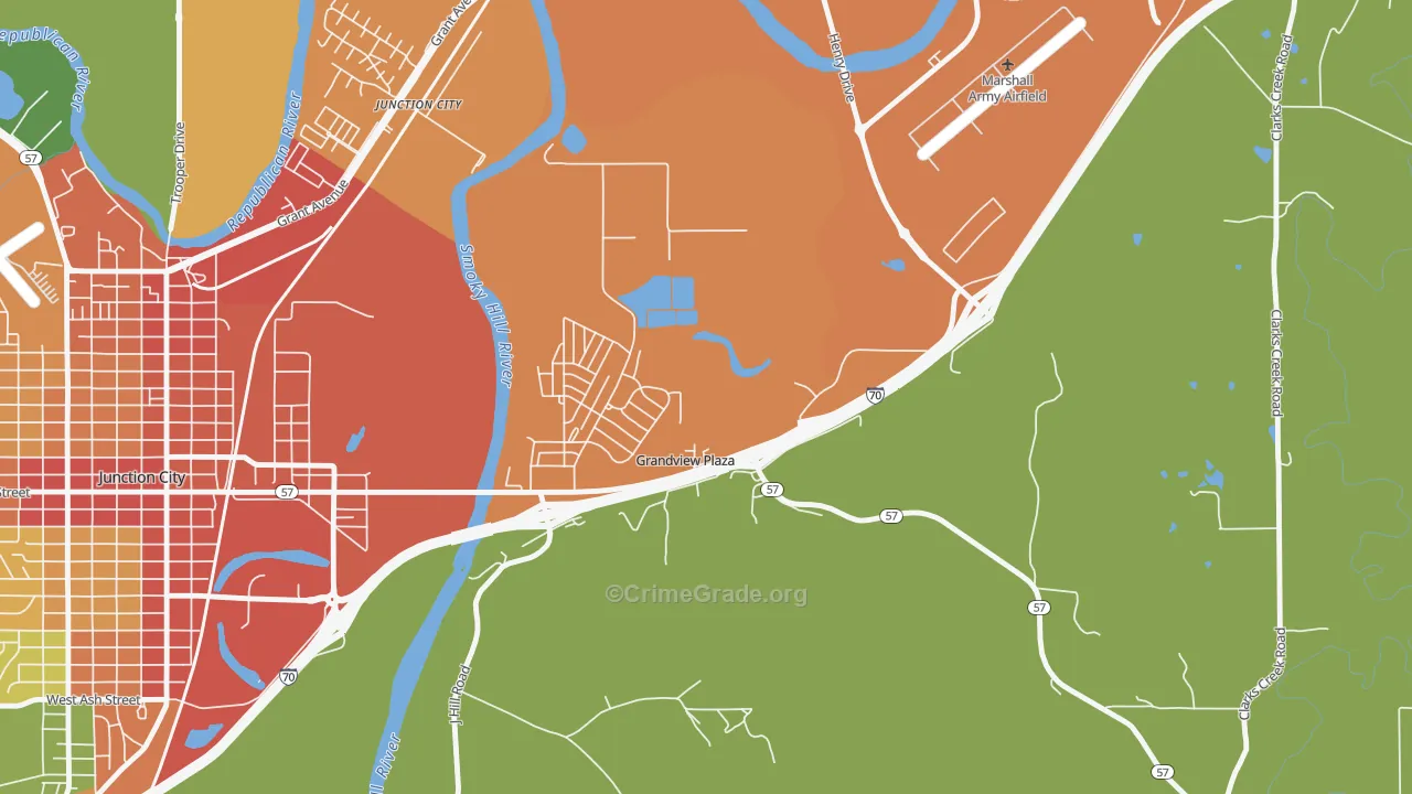 Grandview Plaza, KS Map of Vandalism Rates