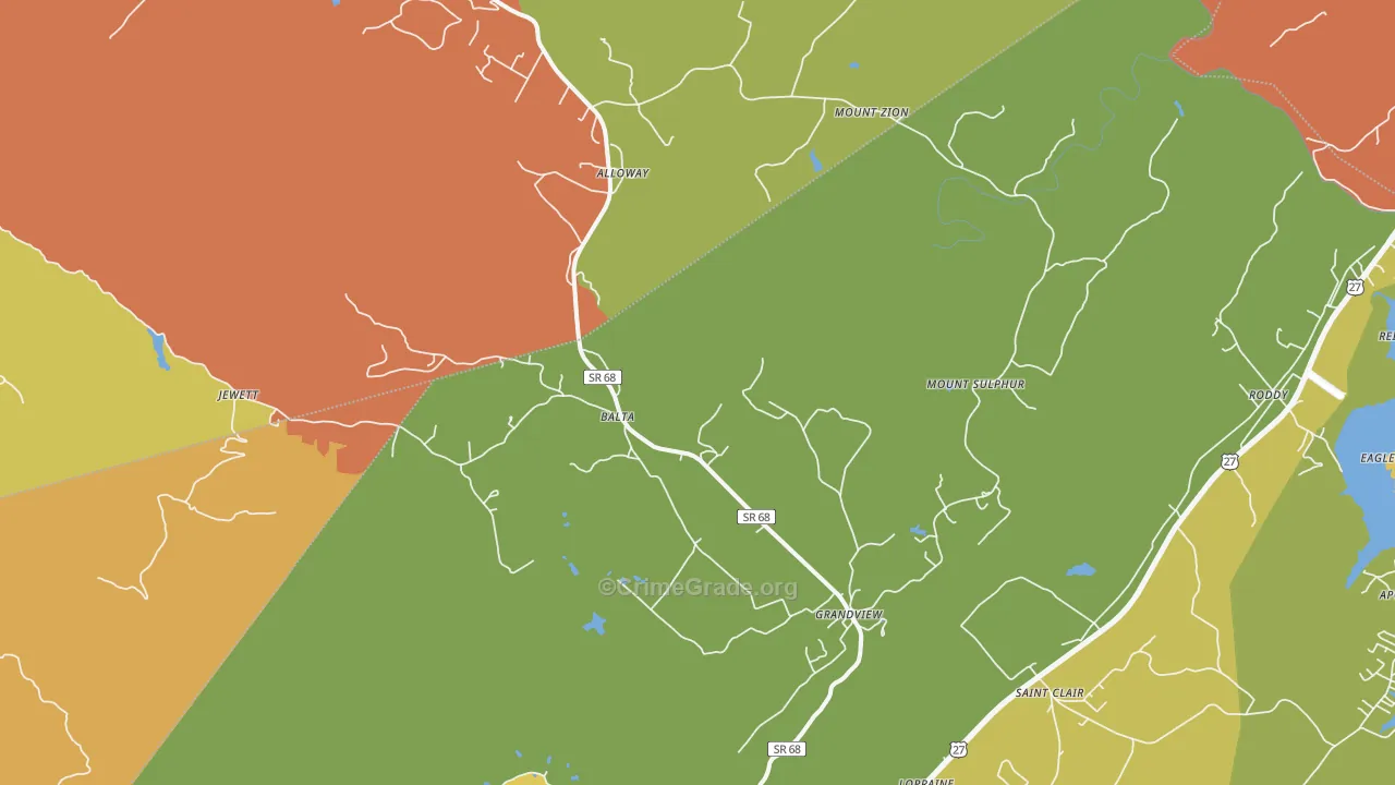 Grandview, TN Map of Vandalism Rates