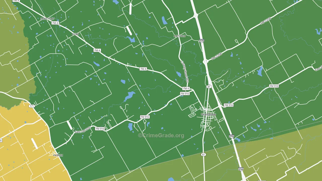 Grandview, TX Map of Vandalism Rates