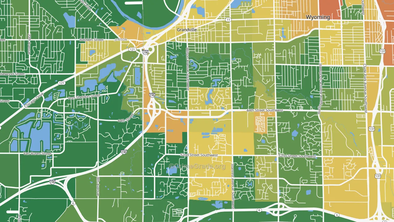 Grandville, MI Map of Vandalism Rates