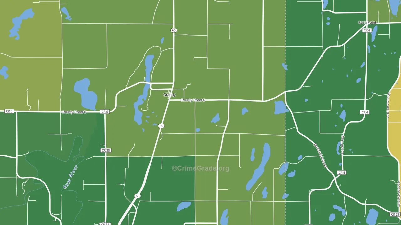 Grandy, MN Map of Vandalism Rates