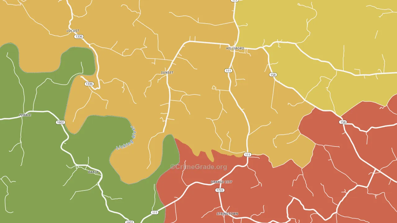 Grange City, KY Map of Vandalism Rates