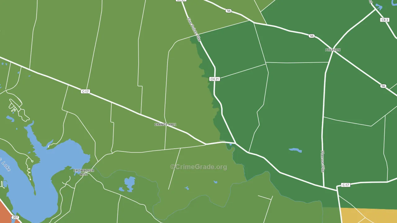 Grange Hall, OH Map of Vandalism Rates