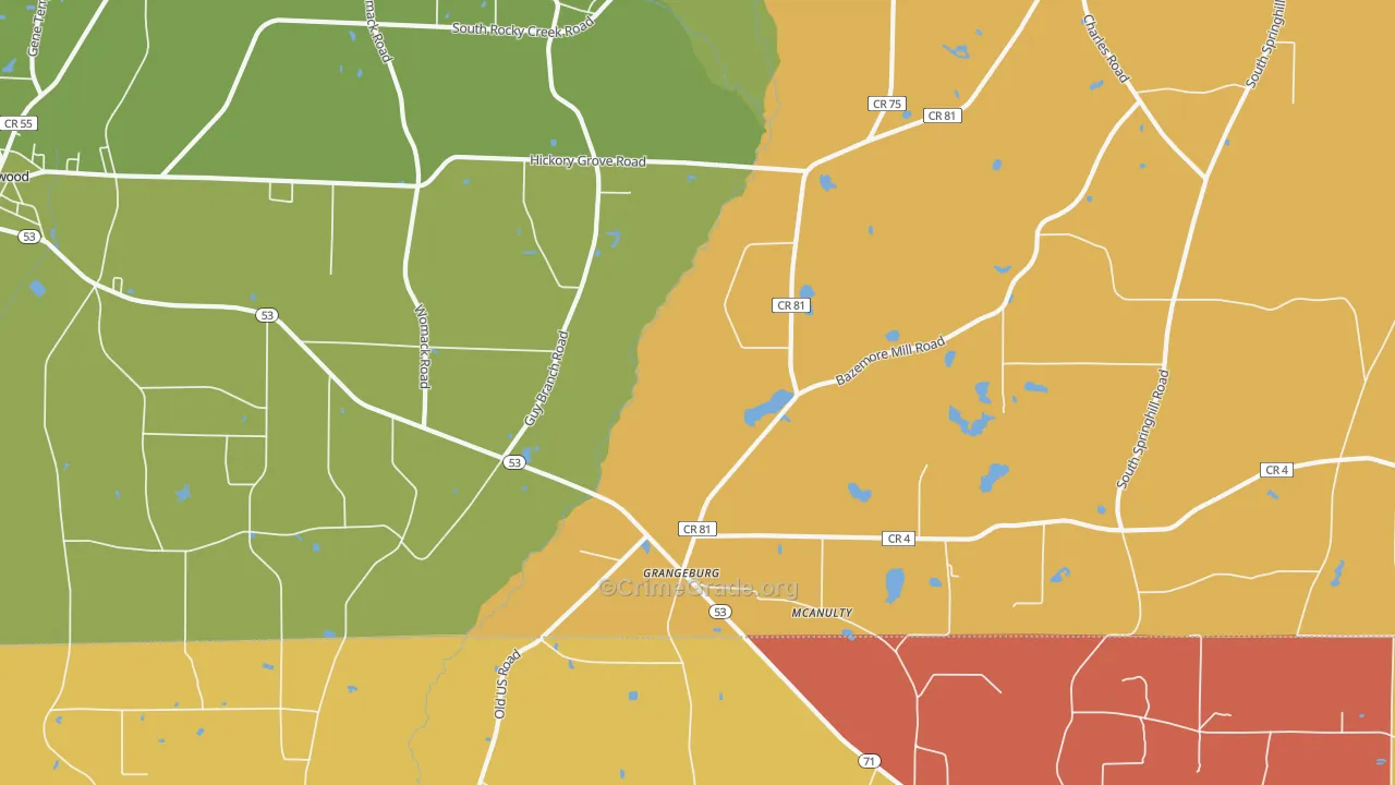 Grangeburg, AL Map of Vandalism Rates