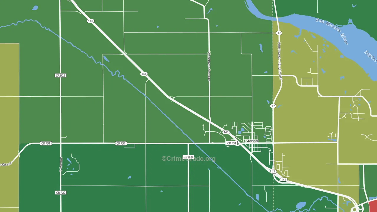 Granger Homesteads, IA Map of Vandalism Rates