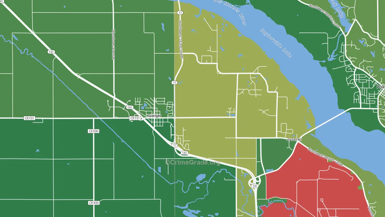 Granger, IA Map of Vandalism Rates