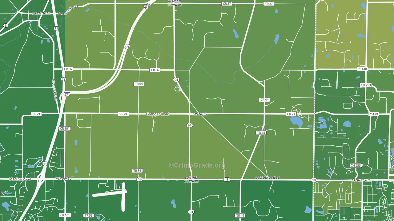 Granger, OH Map of Vandalism Rates
