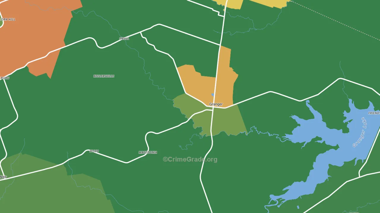 Granger, TX Map of Vandalism Rates