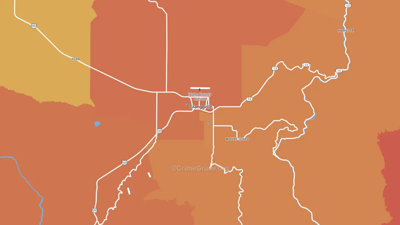 Grangeville, ID Map of Vandalism Rates