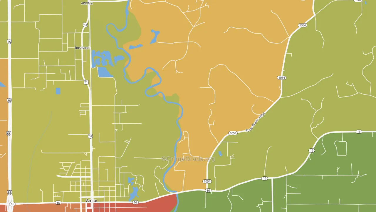 Grangeville, LA Map of Vandalism Rates
