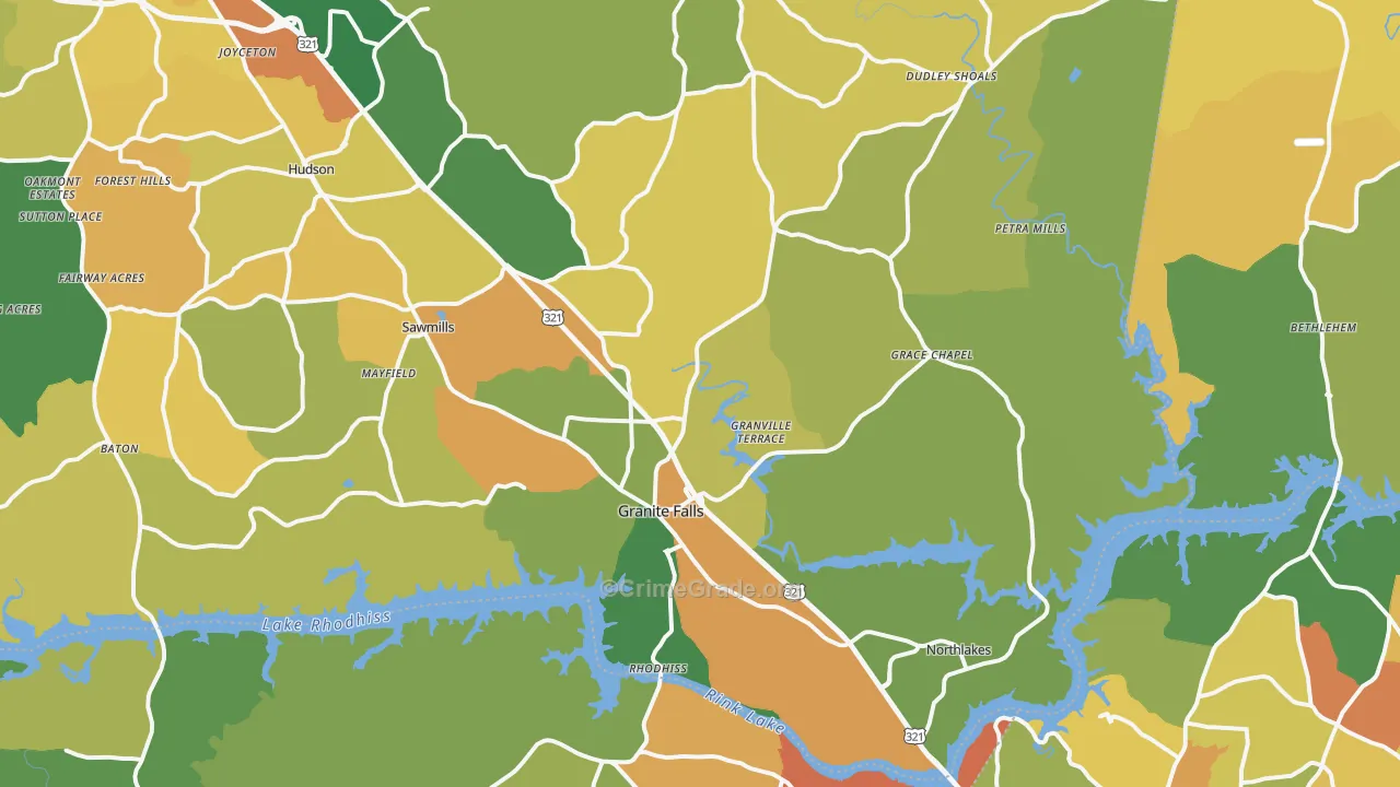 Granite Falls, NC Map of Vandalism Rates