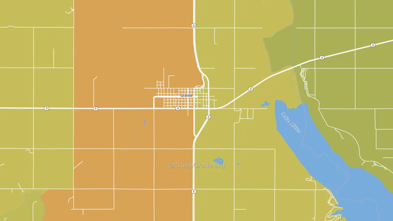 Granite, OK Map of Vandalism Rates