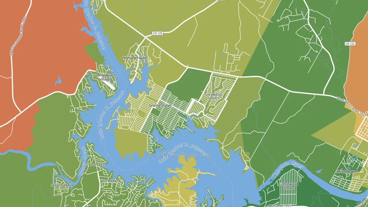 Granite Shoals, TX Map of Vandalism Rates