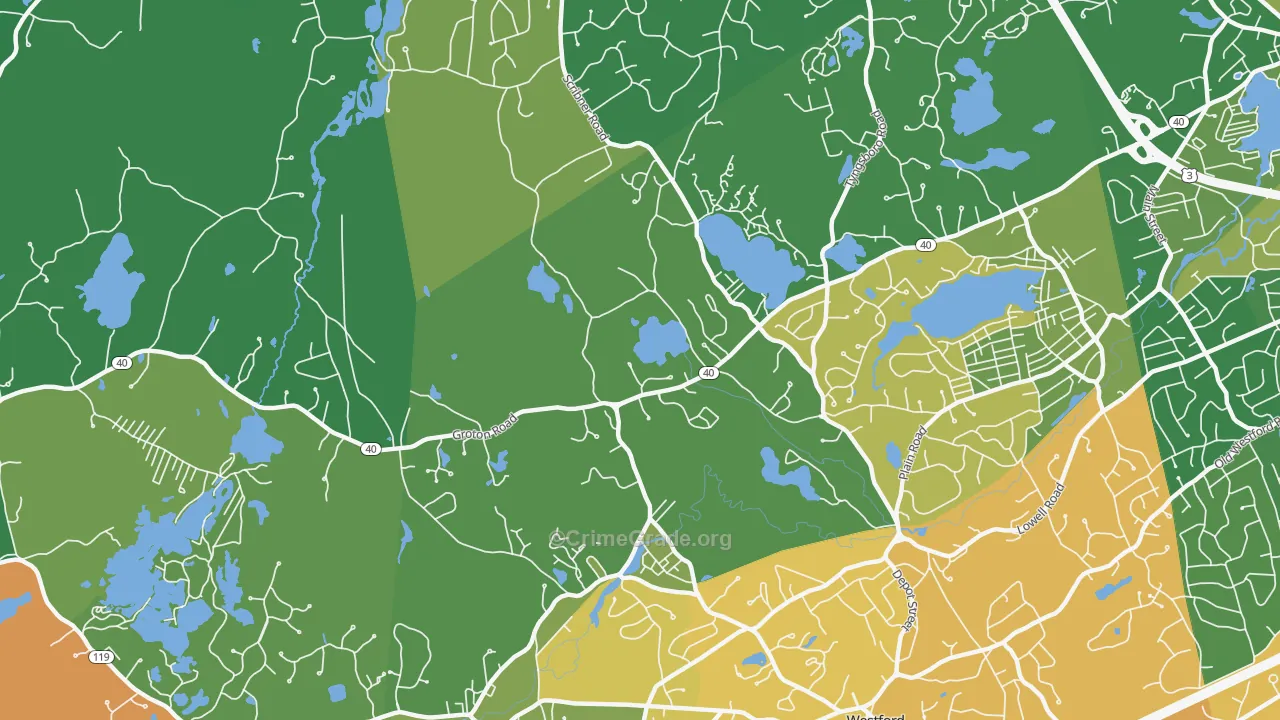 Graniteville, MA Map of Vandalism Rates