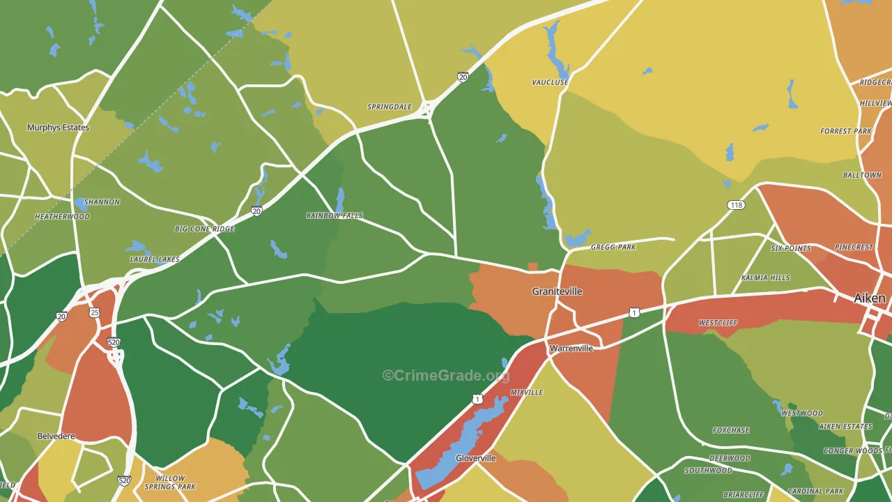 Graniteville, SC Map of Vandalism Rates