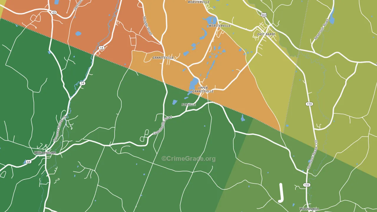 Graniteville, VT Map of Vandalism Rates