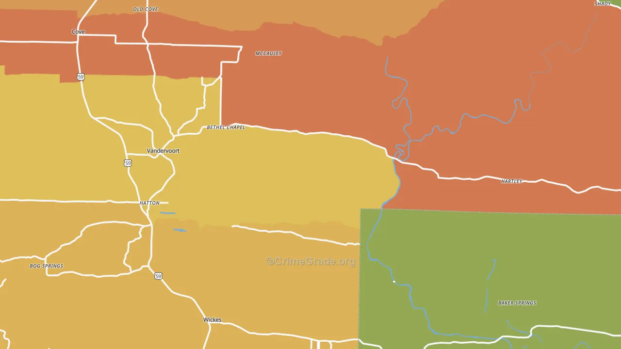 Grannis, AR Map of Vandalism Rates